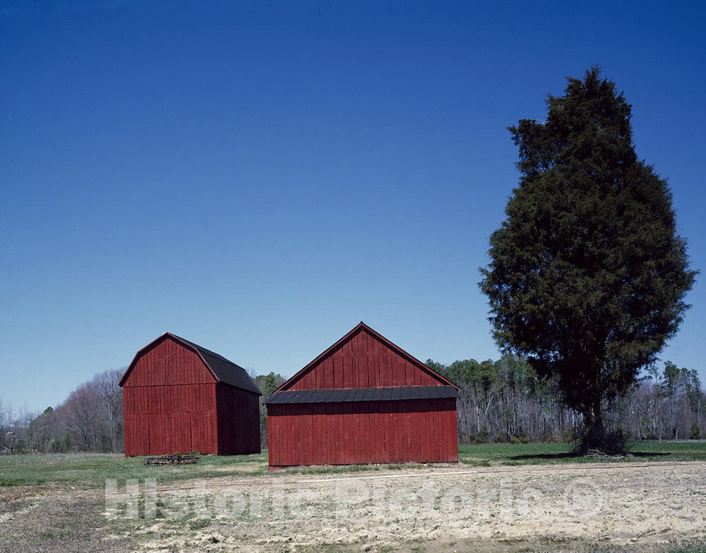 St. Mary's County, MD Photo - Red barns on a Tidy Amish Farm in St. Mary's County, Maryland