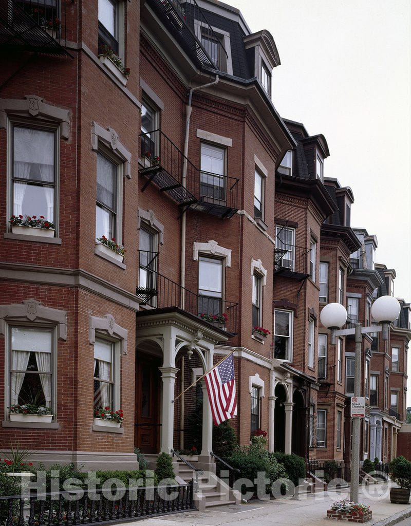 Boston, MA Photo -Bowfront Buildings on Warren Street in South End, Boston, Massachusetts
