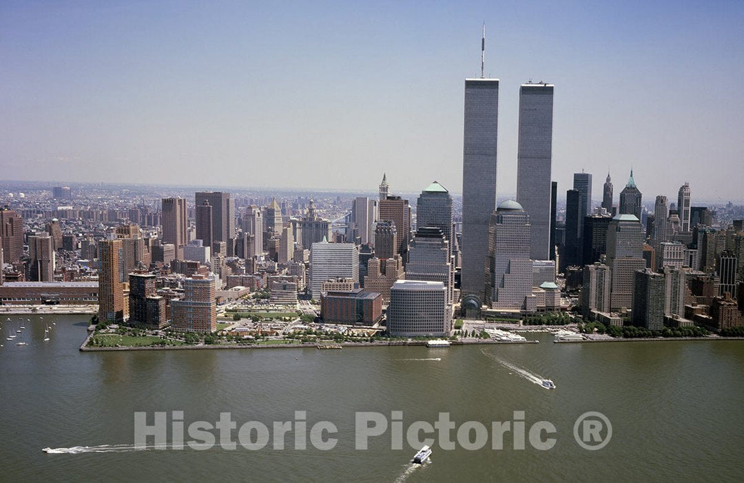 New York, NY Photo - Aerial View of New York City, in which The World Trade Center Twin Towers is Prominent. -