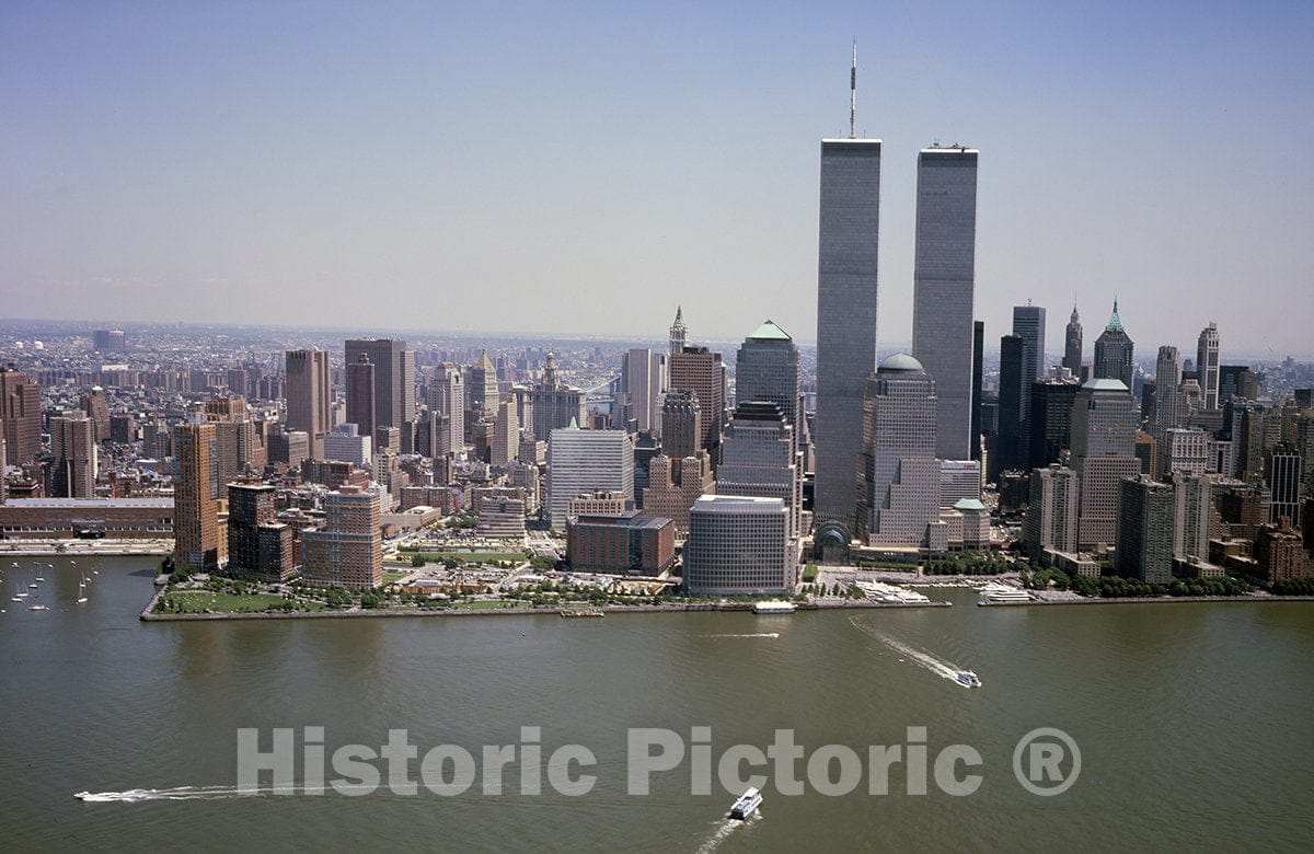 New York, NY Photo - Aerial View of New York City, in which The World Trade Center Twin Towers is Prominent. -