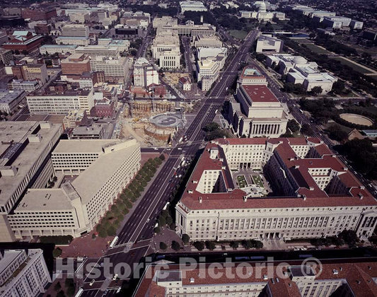 Photo - Aerial View of Washington, D.C, offering a Good View of The Triangle in The Federal Triangle Row of Federal Office Buildings- Fine Art Photo Reporduction