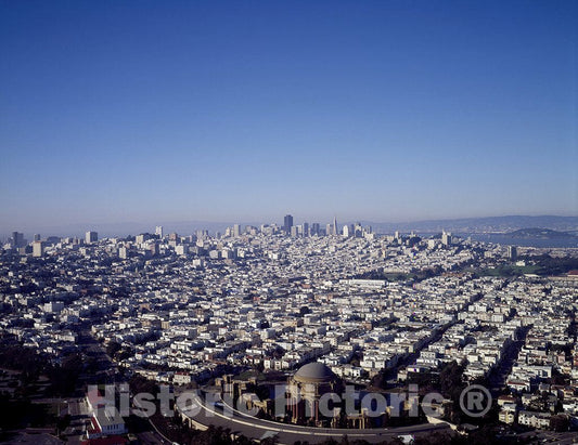 San Francisco, CA Photo - Aerial View of San Francisco, California, with The Palace of Fine Arts in The Foreground