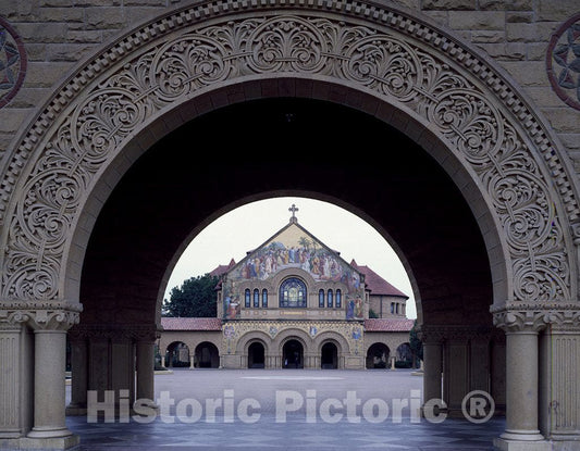 Palo Alto, CA Photo - Stanford University's 1903 Memorial Church is seen Through The university's Elaborate Main gate in Palo Alto, California