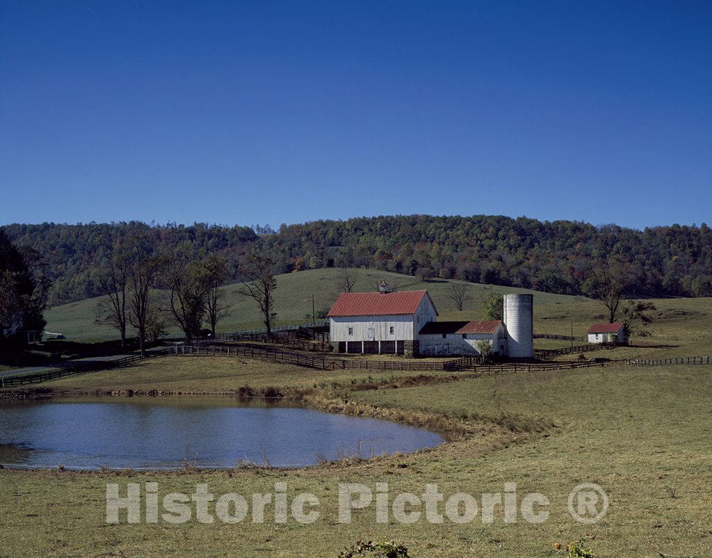 Virginia Photo - The forebay on This barn Near Shenandoah National Park in Virginia is so Massive That Posts are Needed to Support it