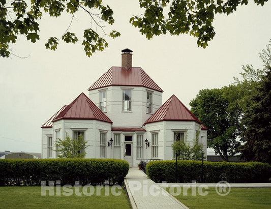 Harbor Springs, MI Photo - Shay Hexagon House, Built in 1876 by Ephraim Shay, who sheathed it Inside and Out in Stamped Metal. Harbor Springs, Michigan