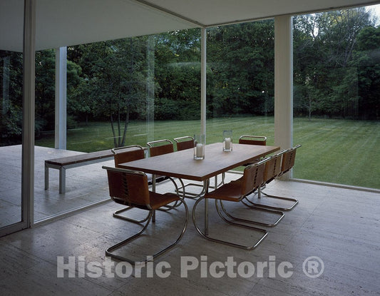 Plano, IL Photo - Interior Views of The 1951 Farnsworth, a Modernist Classic Glass House Designed by Architect Mies Van der Rohe, Plano, Illinois