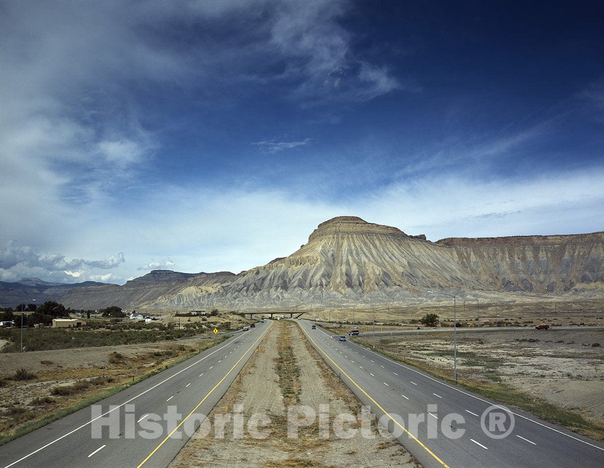 Utah Photo - Desolate View of The Utah Desert from an Interstate Highway