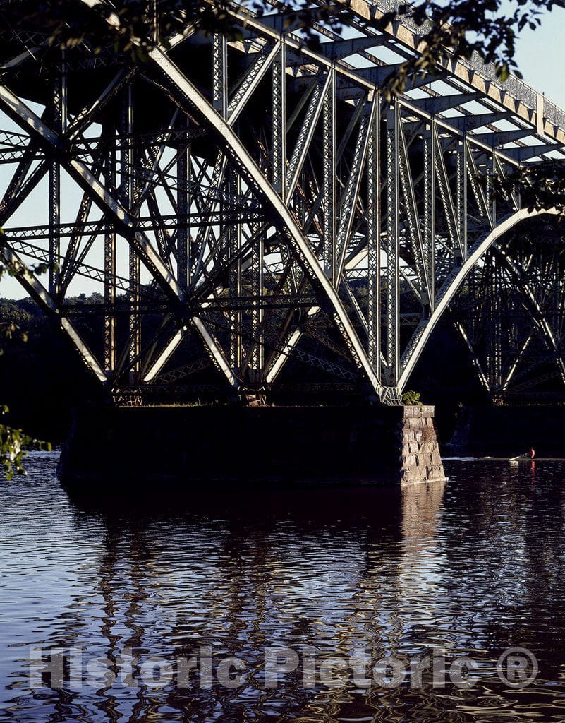 Philadelphia, PA Photo - A Lone Rower practices Sculling Beneath The 1897 Strawberry Mansion Bridge Across The Schuylkill River in Fairmount Park, Philadelphia, PA