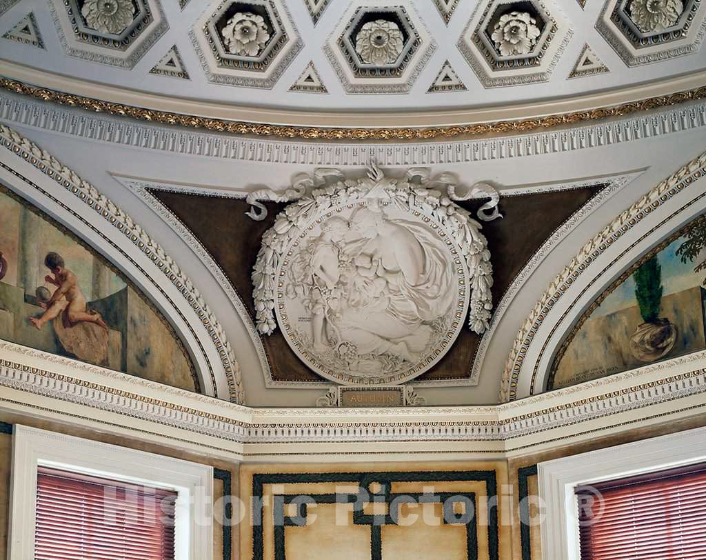 Photo - Second Floor, Northwest Pavilion. Circular Relief of Autumn by Bela L. Pratt. Library of Congress's Jefferson Building, Washington, D.C.- Fine Art Photo Reporduction