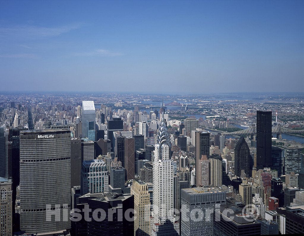 New York, NY Photo - Aerial View of New York City, with The Chrysler Building in The Foreground