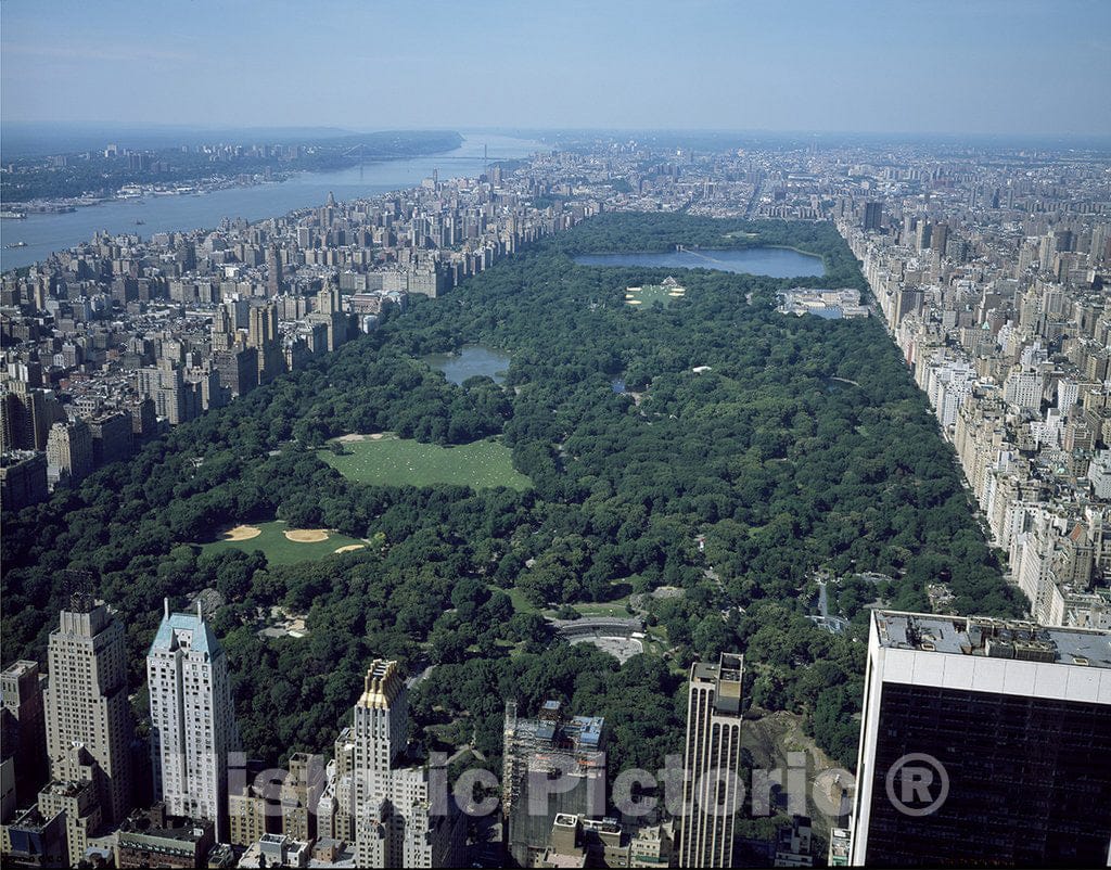 New York, NY Photo - Aerial View of New York City, in which Central Park dominates