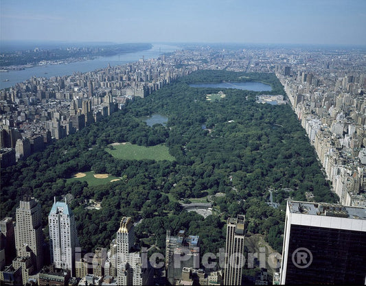 New York, NY Photo - Aerial View of New York City, in which Central Park dominates
