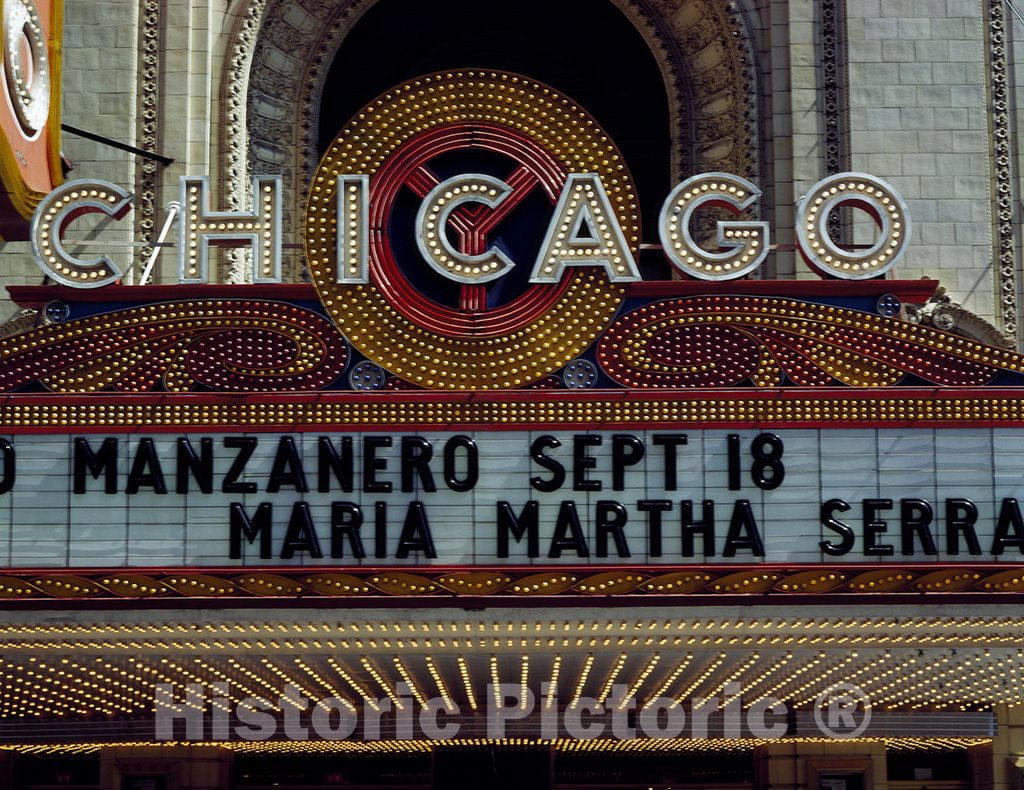 Chicago, IL Photo - Marquee of The Historic Chicago Theater, which Opened in 1921, Chicago, Illinois
