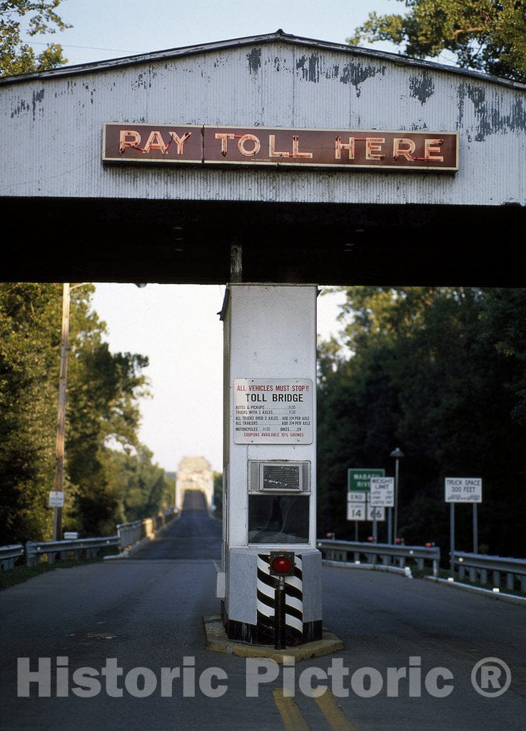 New Harmony, in Photo - Quaint toll Bridge Across The Wabash River from Illinois to New Harmony, Indiana, a onetime Utopian Community Northwest of Evansville