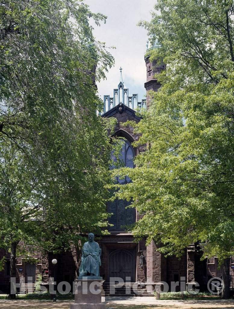 Photo - The 1896 Bronze Statue of onetime President Theodore Dwight Woolsey Before The Entrance of Dwight Hall- Fine Art Photo Reporduction