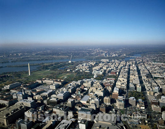 Photo - Aerial View of Washington, D.C, Featuring The Washington Monument and The Distant Lincoln Memorial- Fine Art Photo Reporduction