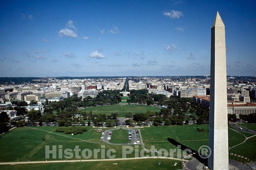 Photo - Aerial View of Washington Monument with White House in Background, Washington, D.C.- Fine Art Photo Reporduction
