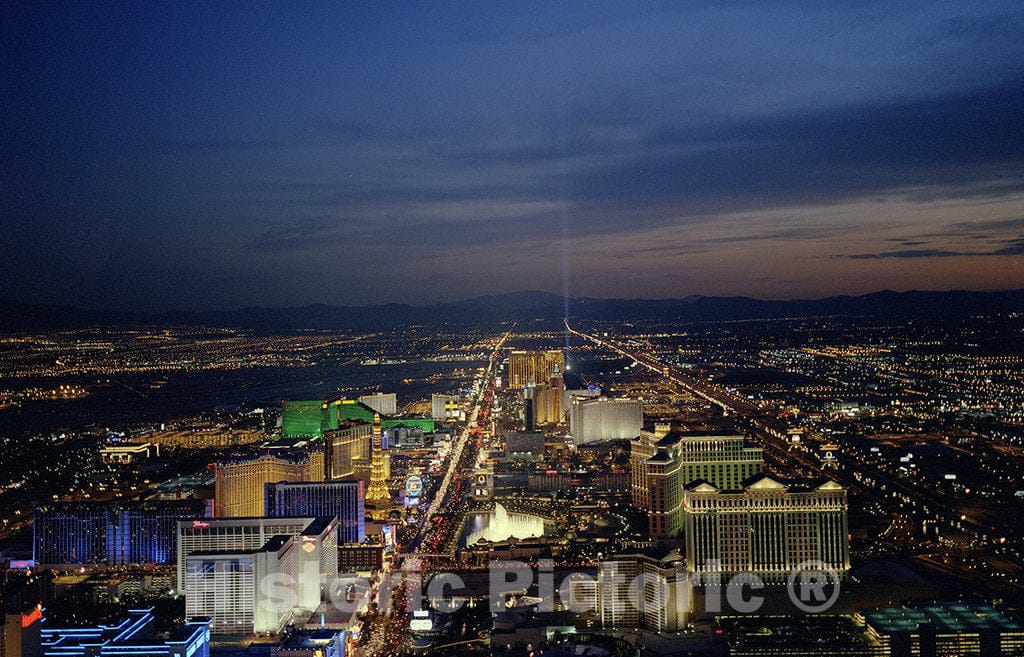 Las Vegas, NV Photo - Aerial View Showing The Las Vegas Strip at Dusk, Las Vegas, Nevada