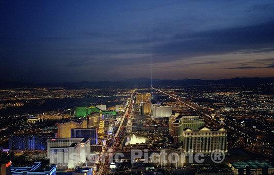 Las Vegas, NV Photo - Aerial View Showing The Las Vegas Strip at Dusk, Las Vegas, Nevada