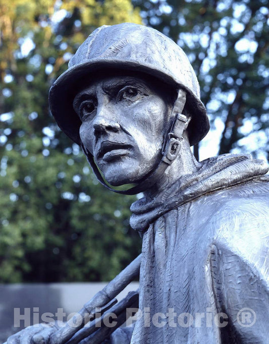 Photo - Stainless-Steel Trooper on Patrol at The Korean War Veterans Memorial, Washington, D.C.- Fine Art Photo Reporduction