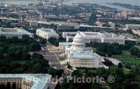 Photo - Aerial view showing U.S.Capitol, looking south, Washington, D.C.- Fine Art Photo Reporduction