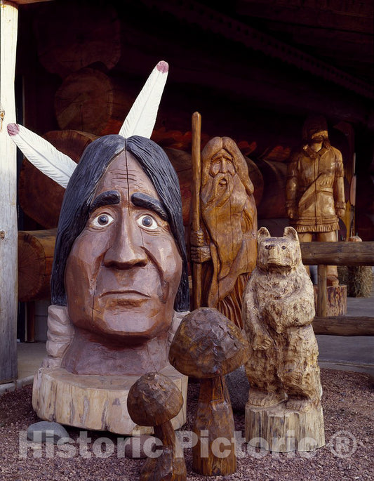 Eagle River, WI Photo - Cedar and Wood carvings Created by Chain-Saw Carver Ken Schels at Carl's Wood Art Museum, Eagle River, Wisconsin