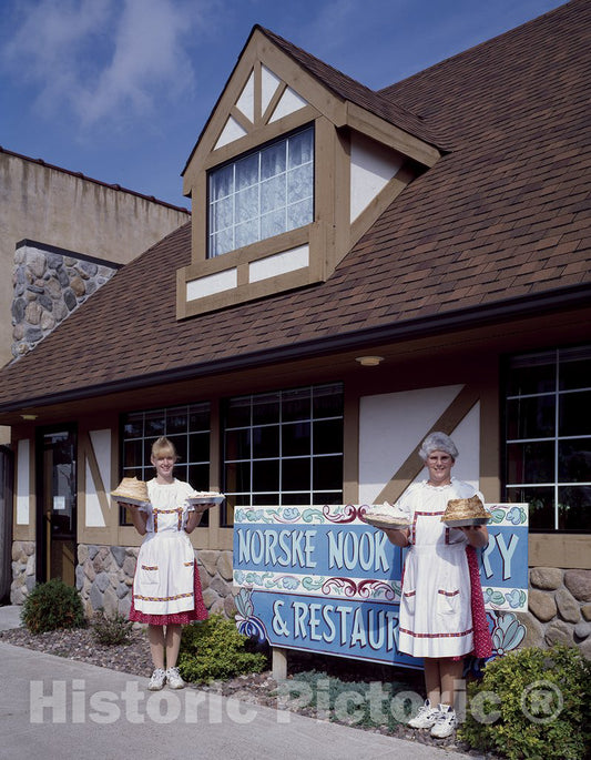 Osseo, WI Photo - Waitresses and Their Goodies at Norske's Nook Cafe, Osseo, Wisconsin, Where sinfully Rich pies are Baked