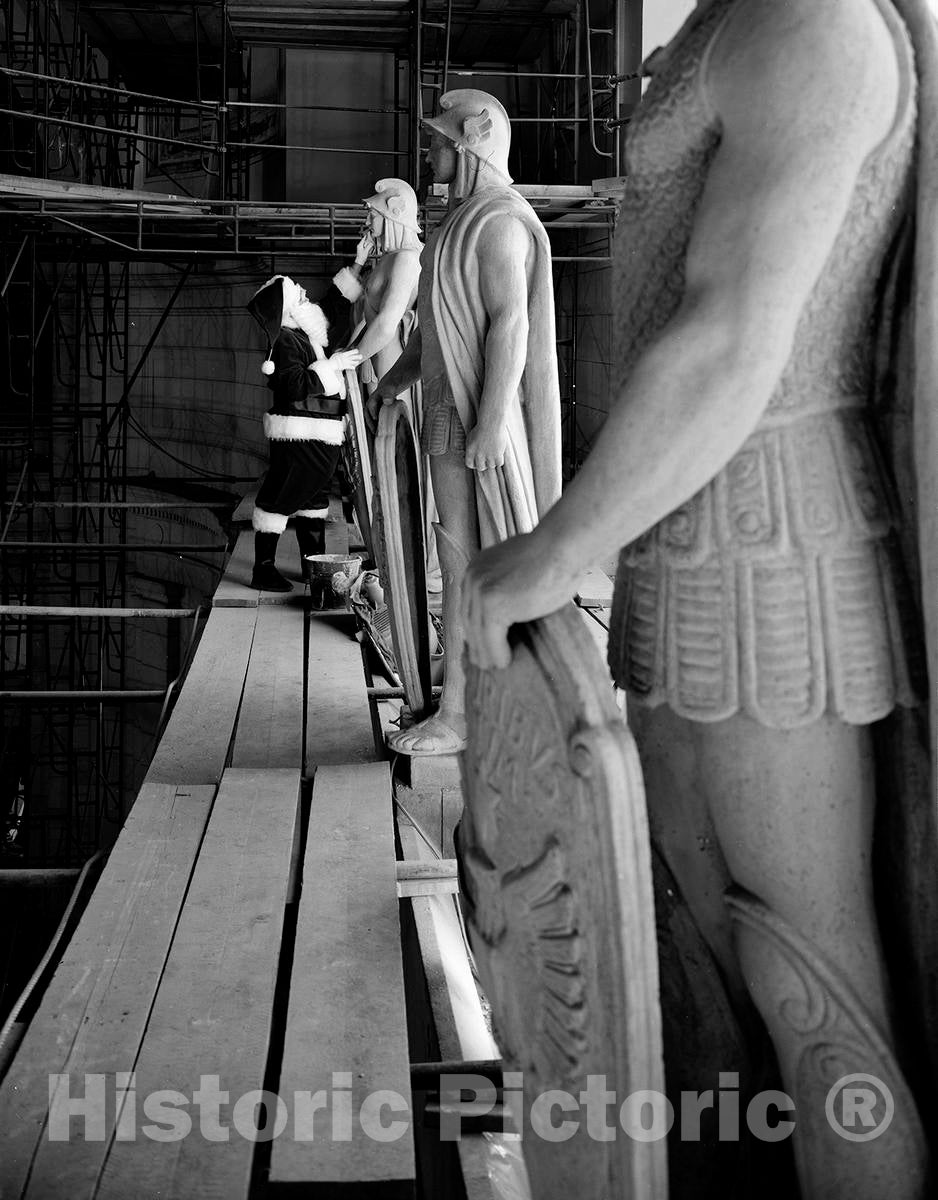Photo- Santa Cleans Touches up The Centurion Statues in Union Station, Washington, D.C. 2 Fine Art Photo Reproduction