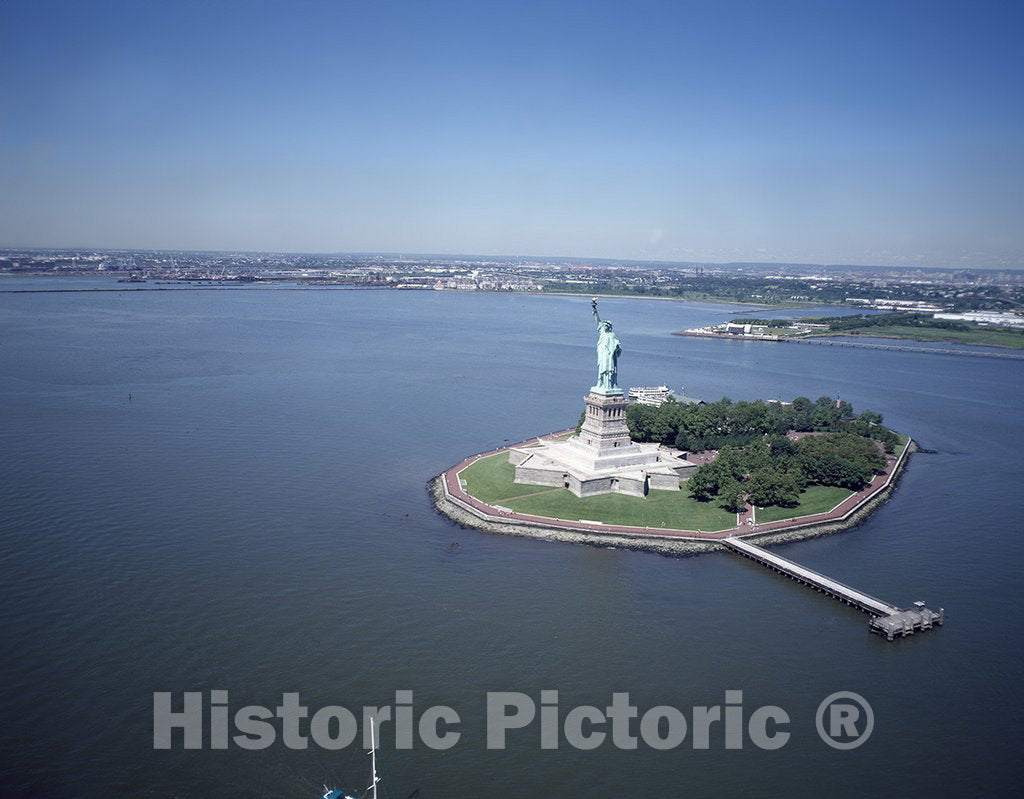 Jersey City, NJ Photo - Aerial View of The Statue of Liberty in New York Harbor