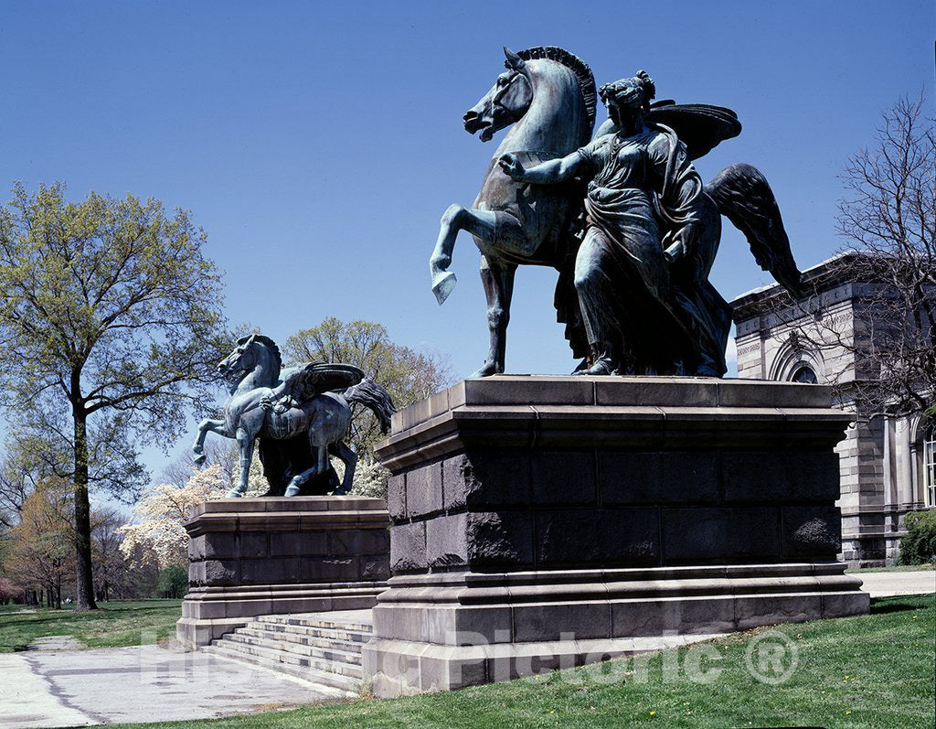 Philadelphia, PA Photo - Augustus Saint-Gaudens's Winged Horses, flanking The Entrance to Memorial Hall in Fairmount Park, Philadelphia, Pennsylvania