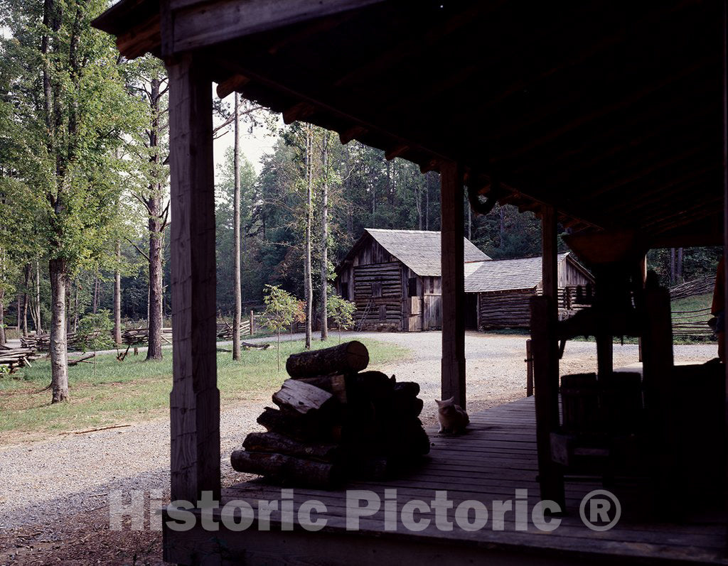 Roanoke, VA Photo - Porch, Cabins, and Grounds at Virginia's Explore Park Off The Blue Ridge Parkway, Roanoke, Virginia