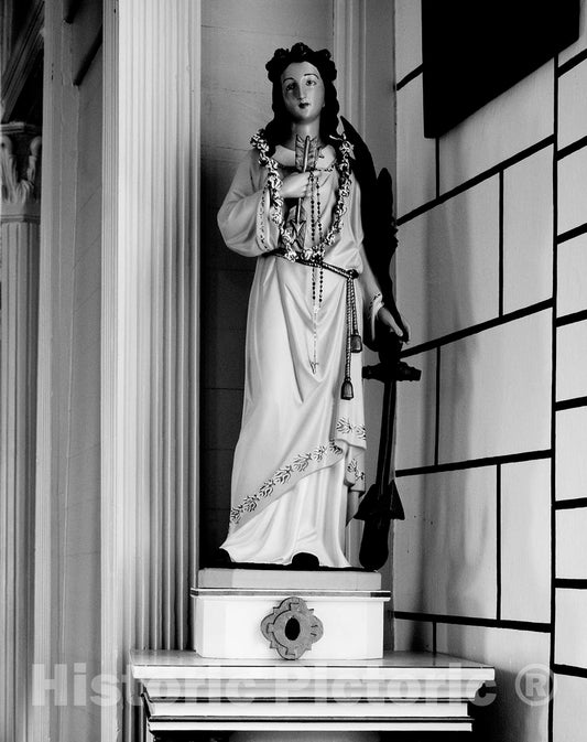 Photo - Statue at Saint Philomena Church, Home Church of Brother Damien, a Missionary who ministered to lepers on Hawaii's Island of Molokai- Fine Art Photo Reporduction