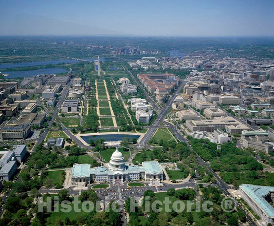 Photo - Aerial View from Above The U.S. Capitol, Looking west Along The National Mall, Washington, D.C.- Fine Art Photo Reporduction