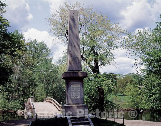 Photograph- Old North Bridge and The Daniel Chester French Monument, Concord, Massachusetts, Marking The Shot Heard 'Round The World, The spot Where The First British Soldier Fell in 1775