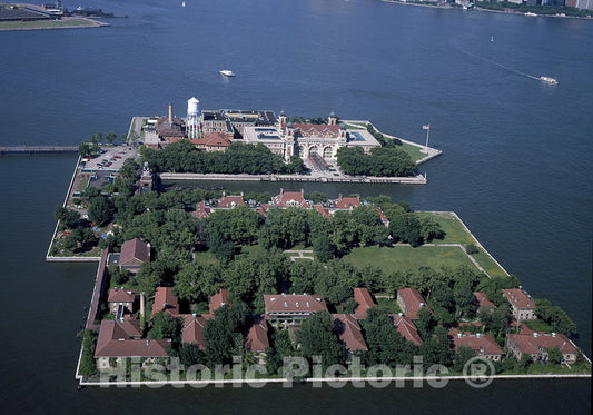 New York, NY Photo - Aerial View of Ellis Island, Jersey City, New Jersey