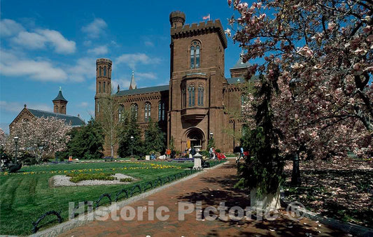 Photo- Springtime View of The Smithsonian Institution Castle, The Museum complex's First Building When it was Simply Called The National Museum. Washington, D.C. 1