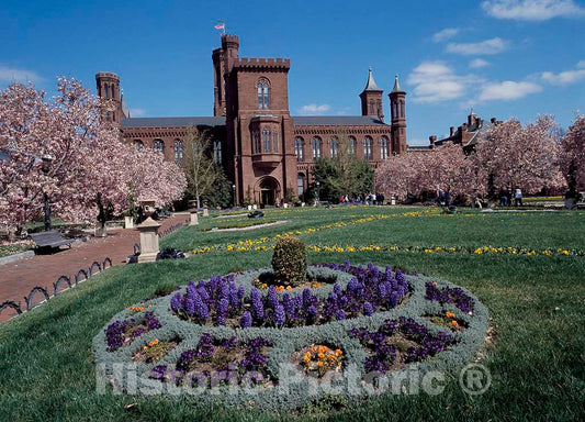 Photo- Springtime view of the Smithsonian Institution"Castle," the museum complex's first building when it was simply called the"National Museum." Washington, D.C. 2