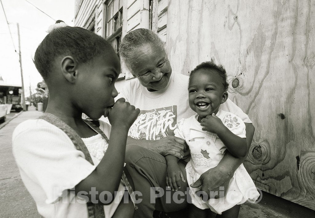 New Orleans, LA Photo - Grandmother and Children, New Orleans, Louisiana