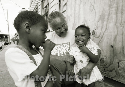 New Orleans, LA Photo - Grandmother and Children, New Orleans, Louisiana