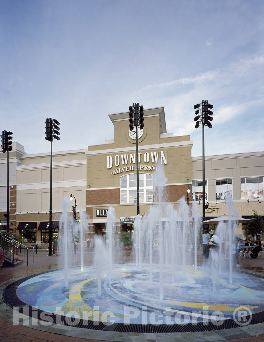 Photo - an Open Space and Fountain Outside a Shopping and Restaurant Row, Part of a Wholesale Renovation of This Close-in (to Washington- Fine Art Photo Reporduction