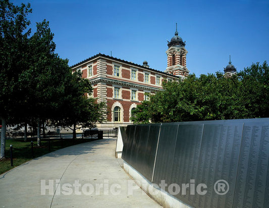 Photo- American Immigrant Wall of Honor at Ellis Island in New York Harbor is a Place Where Immigrants' Names are inscribed at Their Families' Request, for a Small Payment