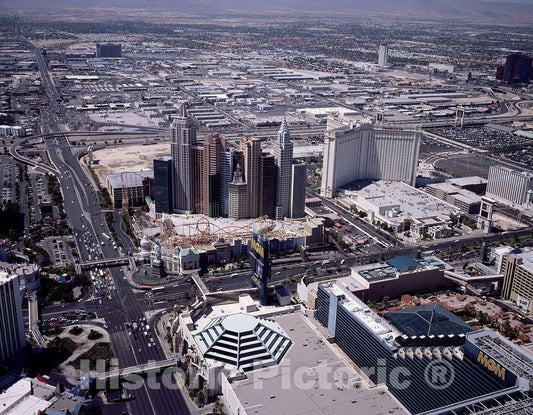 Las Vegas, NV Photo - Aerial View of Las Vegas, Nevada, with a Focus on The New York New York Hotel and Casino