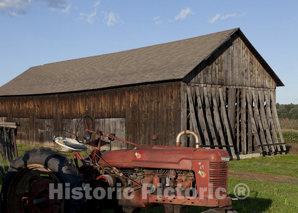 Suffield, CT Photo - Red Tractors and Tobacco barns Located in Suffield, Connecticut