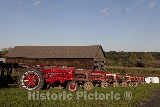 Suffield, CT Photo - Red Tractors and Tobacco barns in Suffield, Connecticut-