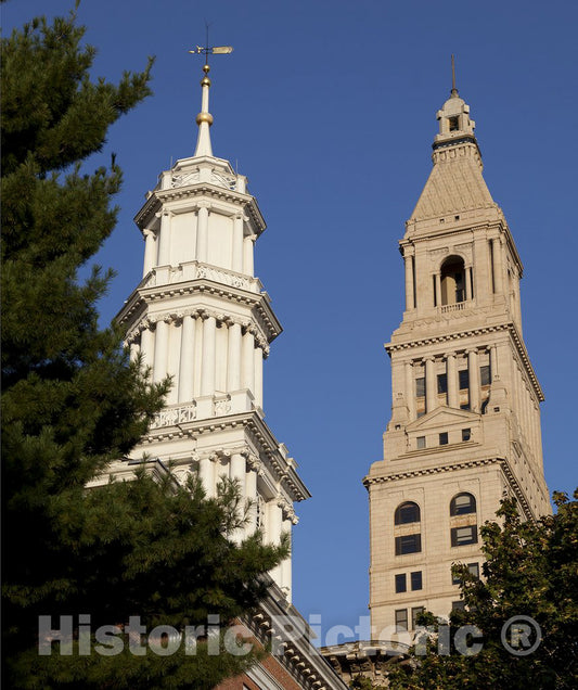Hartford, CT Photo - Center Church Steeple and Travelers Tower, Hartford, Connecticut