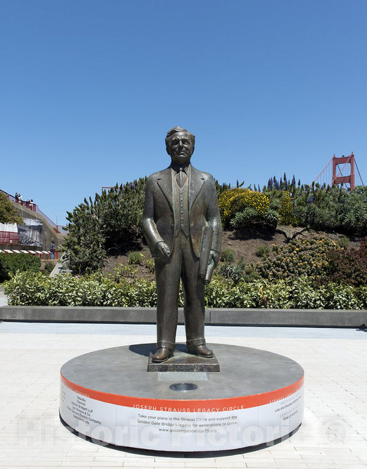 San Francisco, CA Photo - Joseph Strauss Statue at The Golden Gate Bridge, San Francisco, California