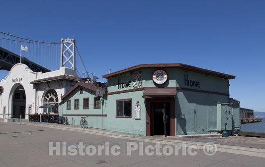San Francisco, CA Photo - High-Dive Bar and Pier 28 sit Below The Historic Bay Bridge, San Francisco, CA