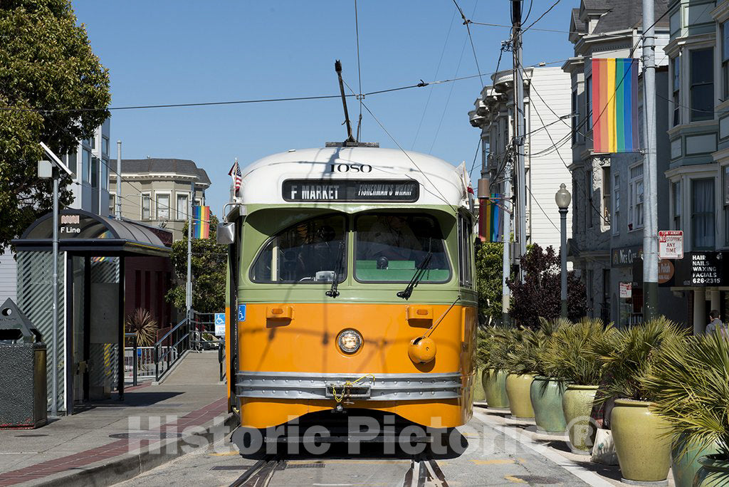 San Francisco, CA Photo - Muni Light Rail Transit car in The Castro District, a Neighborhood in Eureka Valley in San Francisco, California