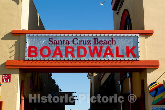Photo - Sign for Santa Cruz Beach Boardwalk in Santa Cruz, The County seat and Largest City of Santa Cruz County, California- Fine Art Photo Reporduction