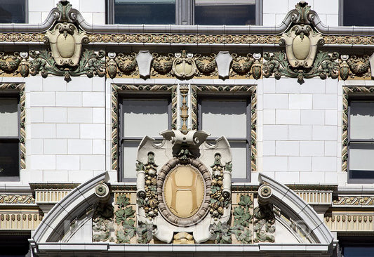 San Francisco, CA Photo - Ornate Terra Cotta and Metal Grill Work Over The Front Entrance to The Hearst Building on Market Street, San Francisco, California